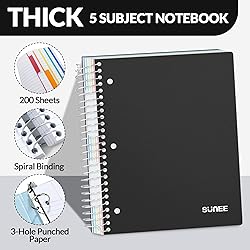 SUNEE 5 Subject Notebook College Ruled - 400