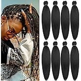Abellee Braiding Hair Braids Hair Extensions 26 Inch Pre Stretched Braiding Hair Black 8pcs Hair Extensions for Women Braids 