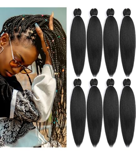 Leeven EZ Braids 8 Packs Pre Stretched Braiding Hair Natural Hot