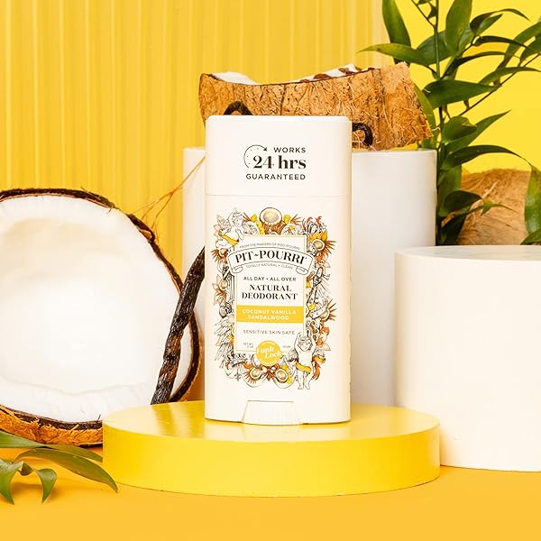 PIT POURRI ALL DAY-ALL OVER NATURAL DEODORANT, COCONUT VANILLA AND SANDALWOOD – 2.00 OUNCE (PACK OF 1)