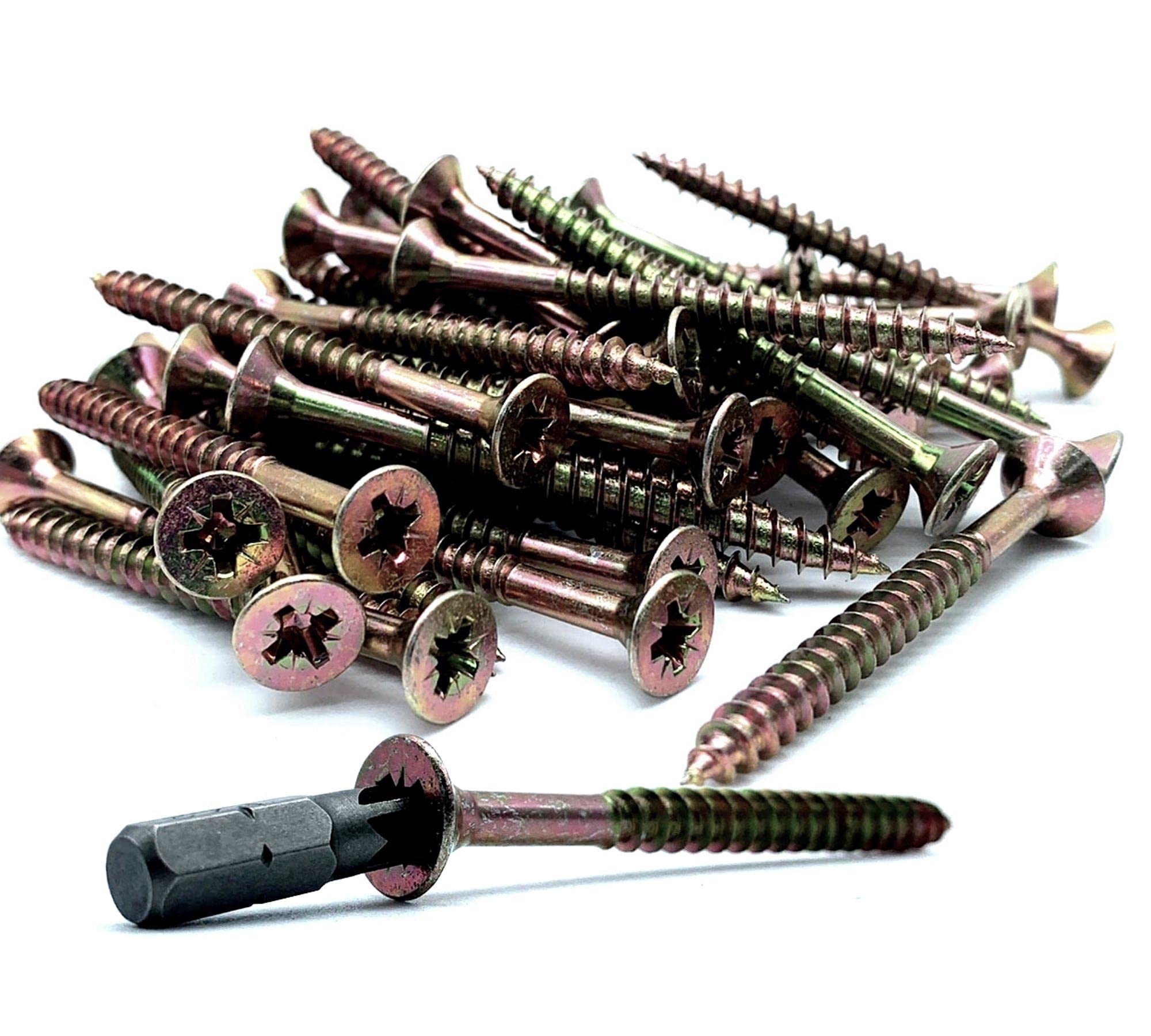 DOJA Barcelona | Wood Lag Screws With Philips Point | 50 Wood Screws 6 x 70mm + 1 PZ2 Bit | Countersunk Head | Screw Set + Bit | Wood Screws