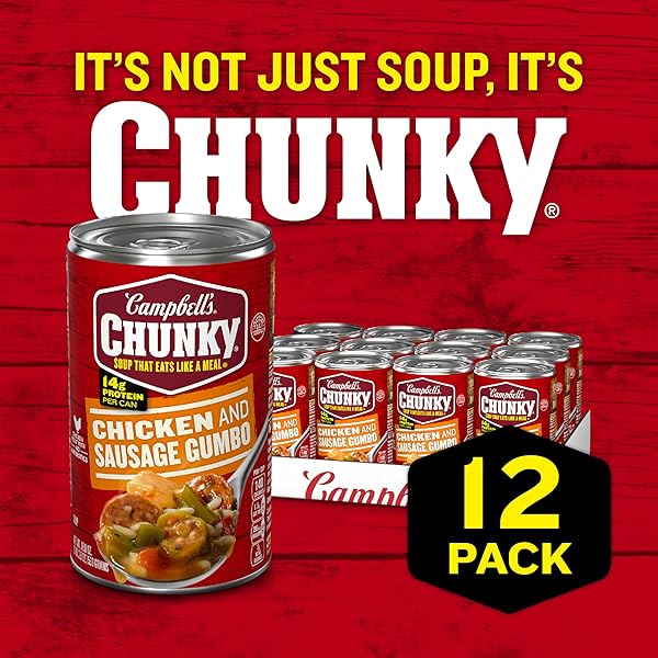 CAMPBELL’S CHUNKY SOUP, CHICKEN AND SAUSAGE GUMBO, 18.8 OZ CAN (CASE OF 12)
