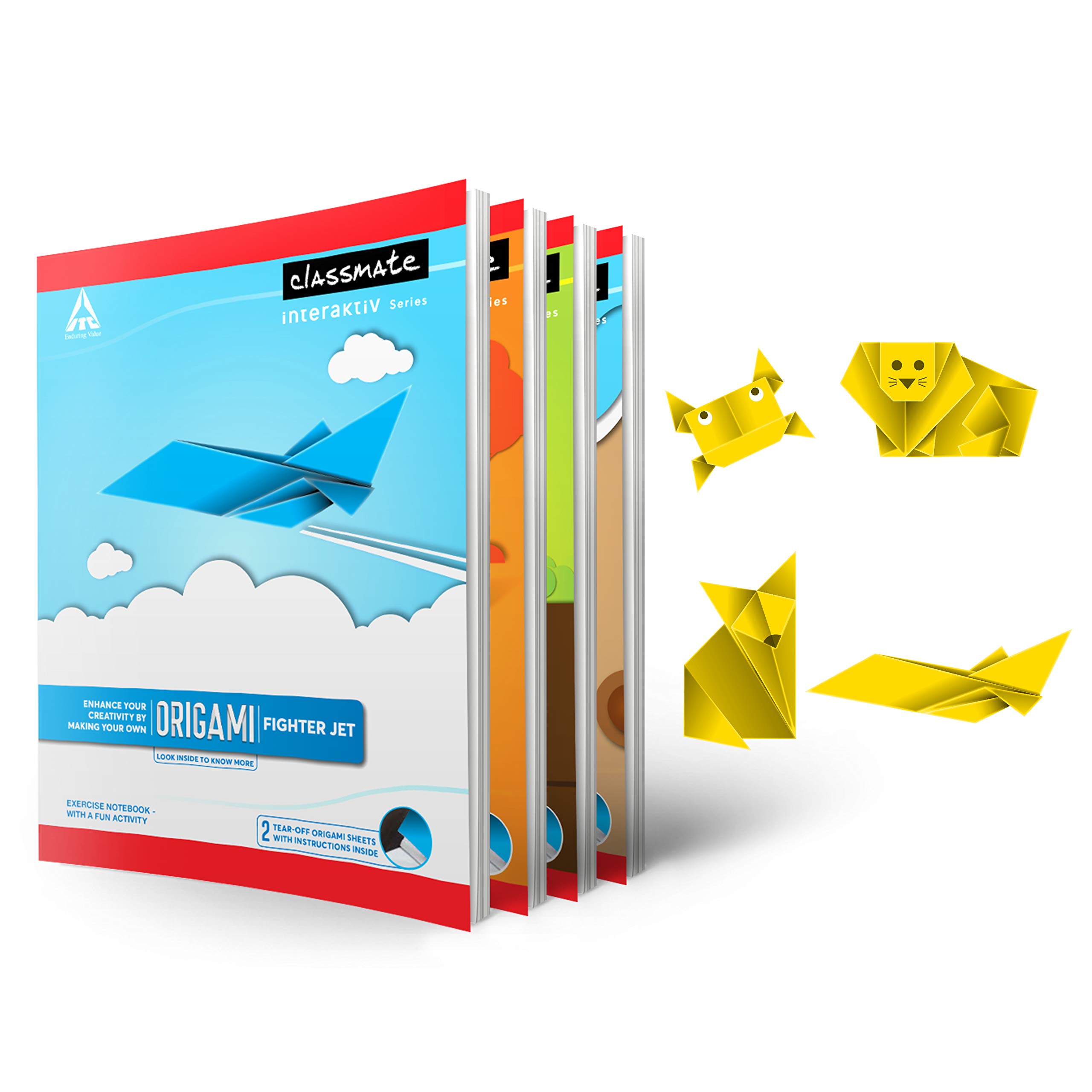 Classmate Origami Notebooks – Single Line, 172 Pages, 240 mm x 180 mm – Pack Of 4 (02001283AZBL)