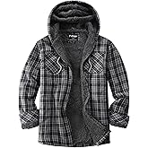 Puhope Womens Fleece Lined Jacket Fleece Zip Up Jacket Flannel Plaid shirt jacket Full Zip Hoodies for Women