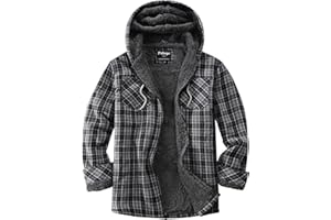 Puhope Womens Fleece Lined Jacket Fleece Zip Up Jacket Flannel Plaid shirt jacket Full Zip Hoodies for Women