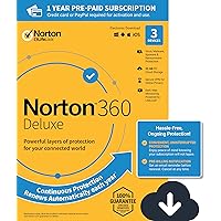 NEW Norton 360 Deluxe – Antivirus software for 3 Devices with Auto Renewal - Includes VPN, PC Cloud Backup & Dark Web Monitoring powered by LifeLock [PC/Mac/Mobile Download]