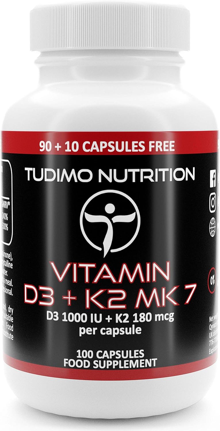 Vitamina d3 e k2 mk7 1000 iu / 180 mcg - 100 pz (scorta 3+ mesi) di capsule a disgregazione rapida