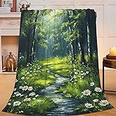 Forest Landscape Blanket, Forest Green Tree Fleece Blanket Gifts for Boys Girls, Warm Cozy Soft Flannel Stuff for Bed Sofa Couch 50" x 40"