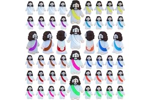 XIAWALANGZHUO 50 Pcs Little Jesus Figures Easter Mini Rubber Jesus Toys to Hide and Seek, Little Pocket Jesus Miniatures Religious Party Favors Baptism Gifts Sunday School Easter Egg Stuffers (Mix-10 Color)