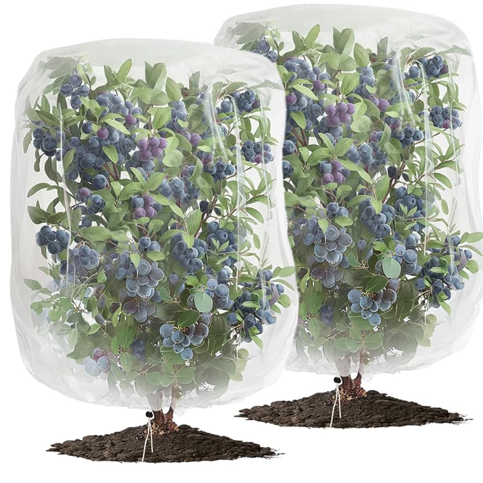 OAHAO 2 Pack Insect Bird Barrier Netting Mesh with Drawstring,Garden Bug Netting Plant Cover,Tomato Protective Cover Fruits Tree Blueberry Bush Netting Cover Bag Protection for Vegetables(1.2 * 1.8m)