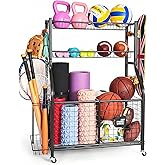 Mythinglogic Sports Equipment Garage Organizer,Garage Ball Storage for Sports Gear and Toys, Rolling Ball Cart with Wheels for Indoor/Outdoor Use