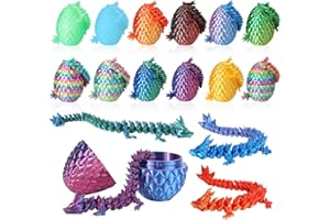 JOYVILLA 12PCS 3D Printed Dragon Eggs with Dragon Inside, Easter Egg Stuffers, Articulated Dragon Fidget Toy for Kid Boy Girls, Mystery Dragon Eggs for Kindergarten Graduation Gifts