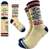 Cusrtyh I'm Not Old I'm Classic Novelty Funny Breathable Printed Cotton Socks, Unisex Cozy Knitted Crew Socks, Gifts for Retro Auto Enthusiast Lovers Dad Uncle Brother Husband Boyfriend Father in Law