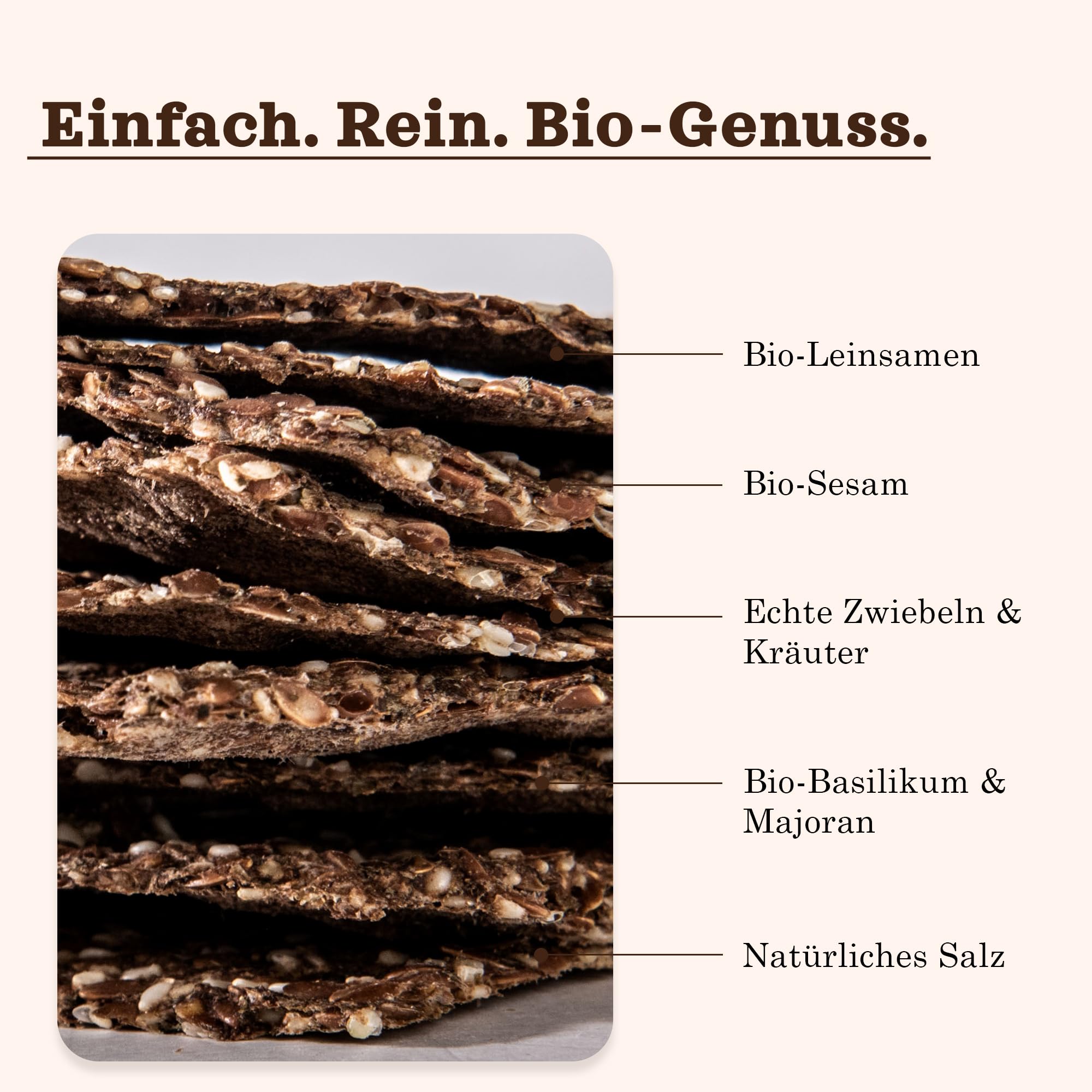 Elly Momberg Bio Leinsamen Cracker Keto 90g (Zwiebel & Majoran) – Low Carb, Glutenfrei, Vegan, Ohne Zuckerzusatz – Rohkost Crackers mit Zwiebel & Majoran, Ballaststoffreich, Gesunder Snack 3