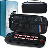qinhretuo Carrying Case for Nintendo Switch 2(2025),Shockproof Protective Hard Shell Portable Travel Carry Case Pouch holds 12 Cartridges with Pockets for Switch 2 Accessories and Games, Black