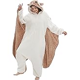 DarkCom Unisex Adult Flying squirrel Onesie Halloween Costume One Piece Animal Pajamas Women Men Sleepwear Christmas Pajamas