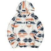 ZAFUL Men's Hoodies Ethnic Style Contrast Binding Kangaroo Pocket Loose Pullover Fuzzy Hoodie