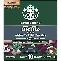 Starbucks By Nespresso Espresso Roast Coffee Pods, Dark Roast, Nespresso Vertuo Line Compatible Capsules, 10 Coffee Pods