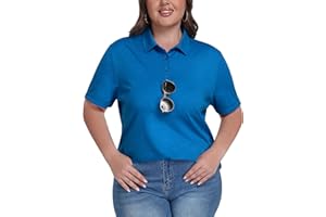 MoFiz Women's Plus Size Golf Polo Shirts Collared Short Sleeve Golf Shirts Casual Athletic Tennis Workout Tops