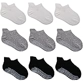 J Poqobog Baby Non-Slip Grip Ankle Socks for Infants Toddlers Boys Little Girls Children with Non Skid Soles