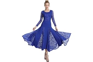 QSUCCUA Elegant Lace Ballroom Dance Dress - Long Skirt, Modern Swing Dress, Competition Costume