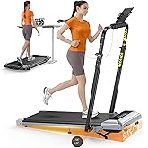 TOPUTURE Foldable Walking Pad with 12% Incline, 6 in 1 Folding Under Desk Treadmill for Home/Office, Portable Adjustable Comp