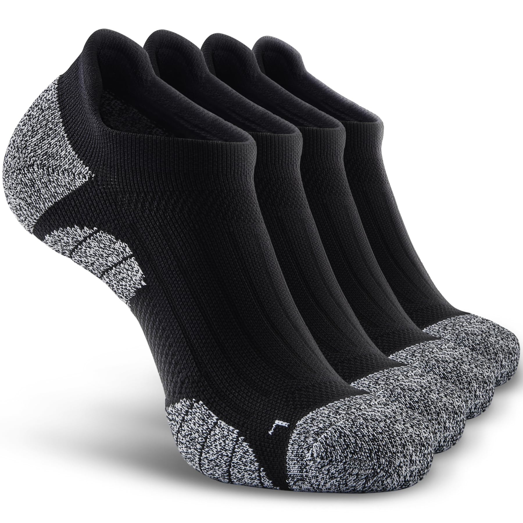 Photo 1 of SITOISBE Men's No Show Compression Athletic Socks, Cushioned for Running Hiking, Large, Black-4 Pairs