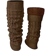 Shihanee Winter Fleece Lined Leg Warmers for Women Knit Long Leg Warmers Warm Fleece Lined Boot Socks for Skating Daily Wear