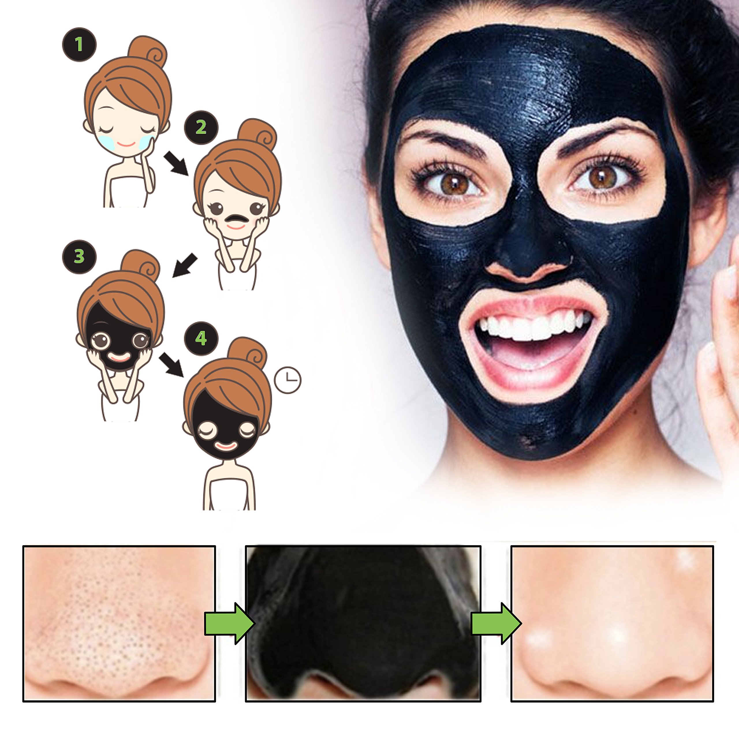 Blackhead Remover Mask - Peel Off Blackhead Mask By Camden Cosmetics - Natural Activated Charcoal Peel Off Black Mask - Deep Skin Blackhead Cleanser Purifying Mask To Remove Dull Cells, Blackheads & Impurities For Radiant Face - Blackhead E