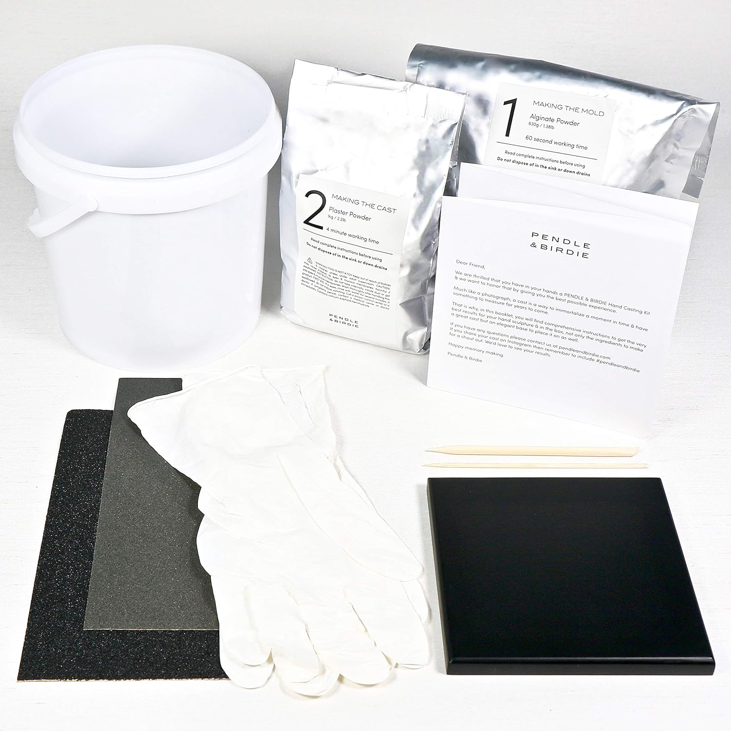 Pendle & Birdie Hand Casting Kit - Creating Handmade Memories. A Premium Craft Gift to Create a Two-Hand Sculpture Keepsake for Couples & Friends. Large Kit incl. an Elegant Stand, Plaster & Alginate