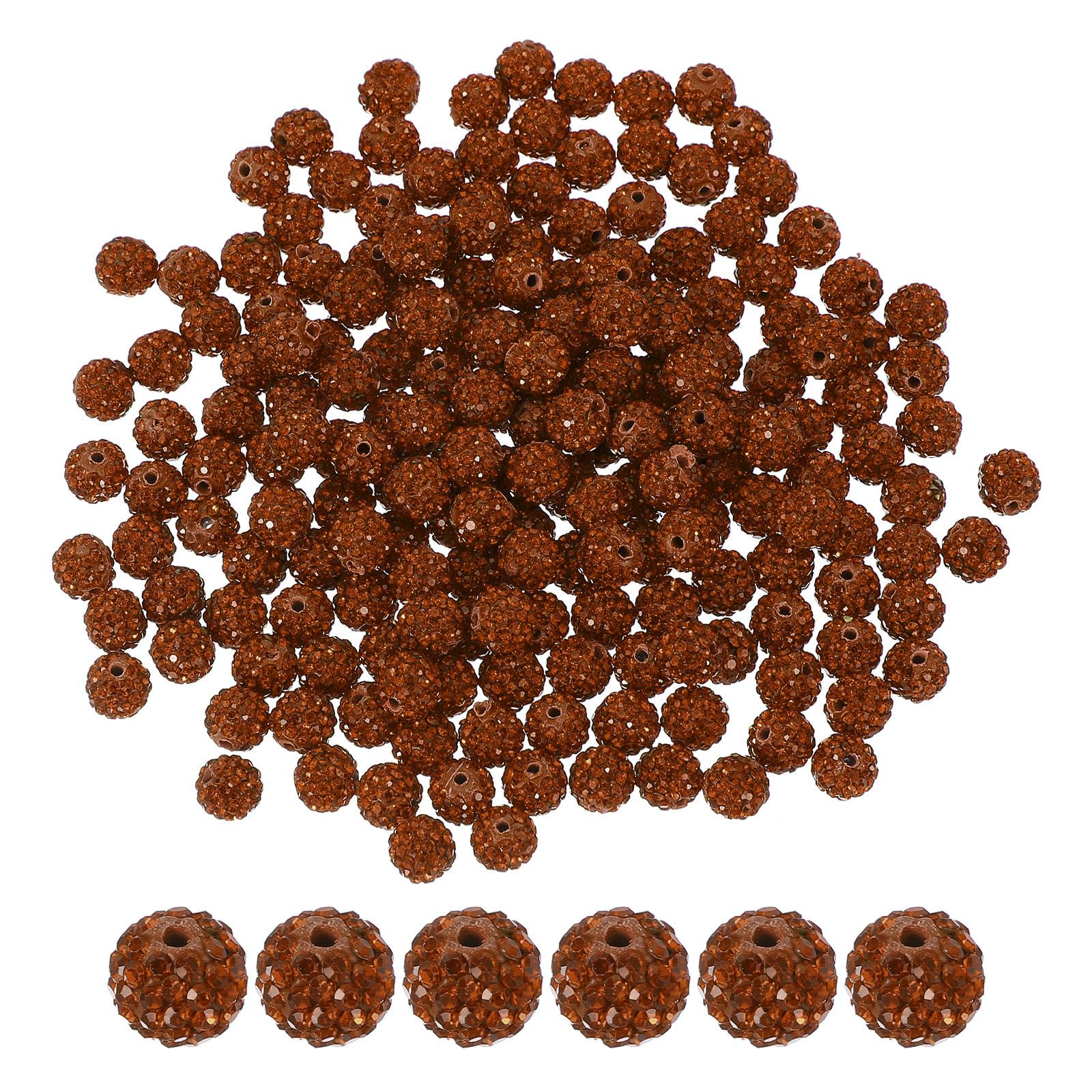 Photo 1 of PATIKIL 200 Pcs Rhinestone Beads for Jewelry Making, 10mm Shiny Round Disco Ball Beads Sparkle Crystal Clay Beads with Hole for Bracelet Necklace DIY Crafting, Brown