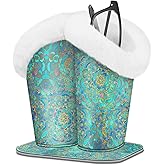 Fintie Plush Lined Double Eyeglasses Holder with Magnetic Base, Glasses Stand Case Organizer for Desk, Nightstand, Office, Shades of Blue
