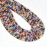 ICAI Beads Natural 2x4mm Rondelle Beads, Abacus Disk Stone Spacer Beads – Loose Natural Gemstone Beads for DIY Bracelet, Necklace, Jewelry Making (Mulitcolor)