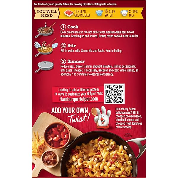 HAMBURGER HELPER CHEESEBURGER MACARONI, 6.6 OUNCES, 12 PER CASE.