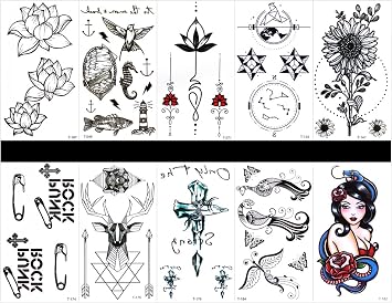 10pcs Tatouages Vrais Faux Tatouages Dans 1 Paquets Y