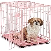 Midwest 24-Inch Pink Single Door iCrate, for Small Breeds, 12-20 lbs | Folding Dog Crate with Divider Panel, Leak-Proof Tray &amp; Secure Latch, Portable, Durable &amp; Easy to Assemble
