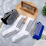 Zuimei 3 Pairs Grip Socks for Men Anti-Slip Football Sports Black Blue White view 2