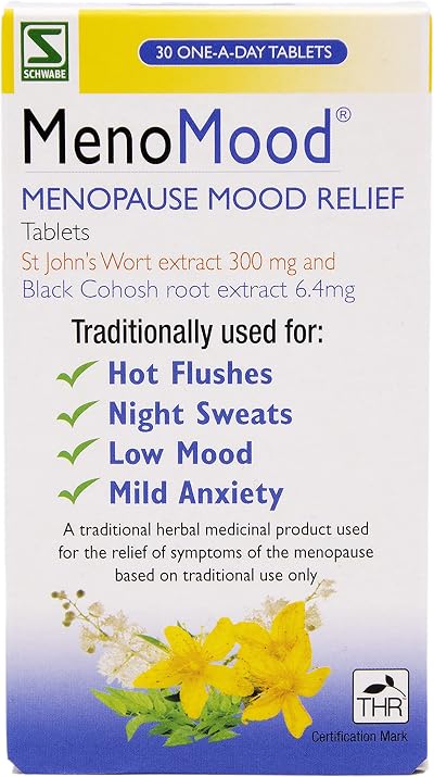 Schwabe MenoMood Menopause Mood Relief 30 Tablets St John's Wort Black Cohosh