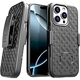 Designed for iPhone 16 Pro Case with Belt Clip Holster - Kickstand Cover Phone Case - Black