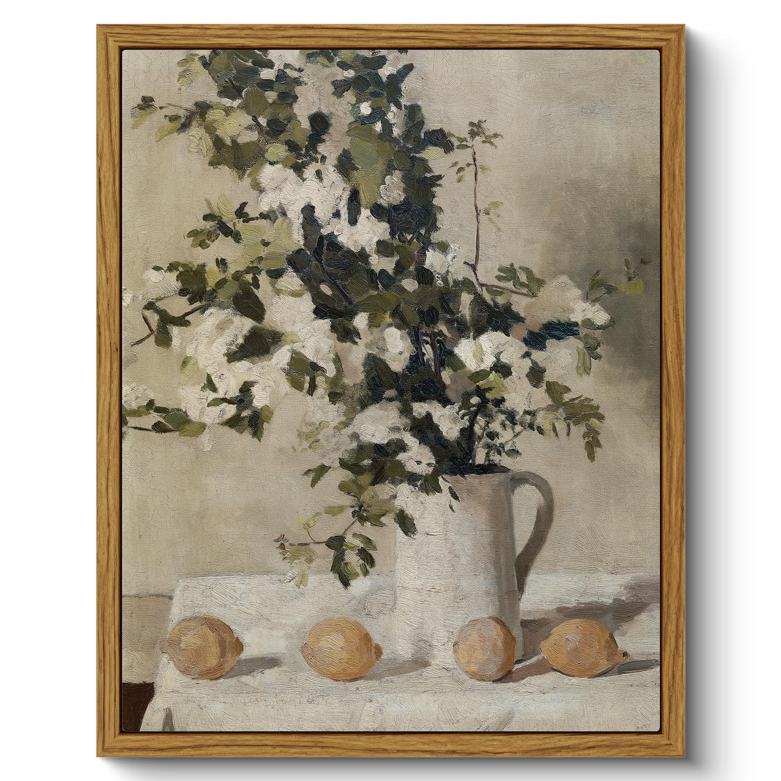 ARPEOTCY Framed Canvas Wall Art Prints, Bathroom Kitchen Shelf Decor, Flowers Lemons Picture Paintings Wall Decor, Vintage Decor for Bedroom Living Room Hallway Table, Aesthetic Room Decor, 20x25cm