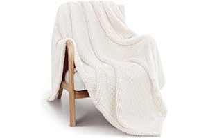 Whale Flotilla Extra Large Fuzzy Fleece Throw Blanket for Couch, 50x70 Inch Fluffy Warm Soft Jacquard Blankets for All Season, Lightweight and Cozy, Ivory