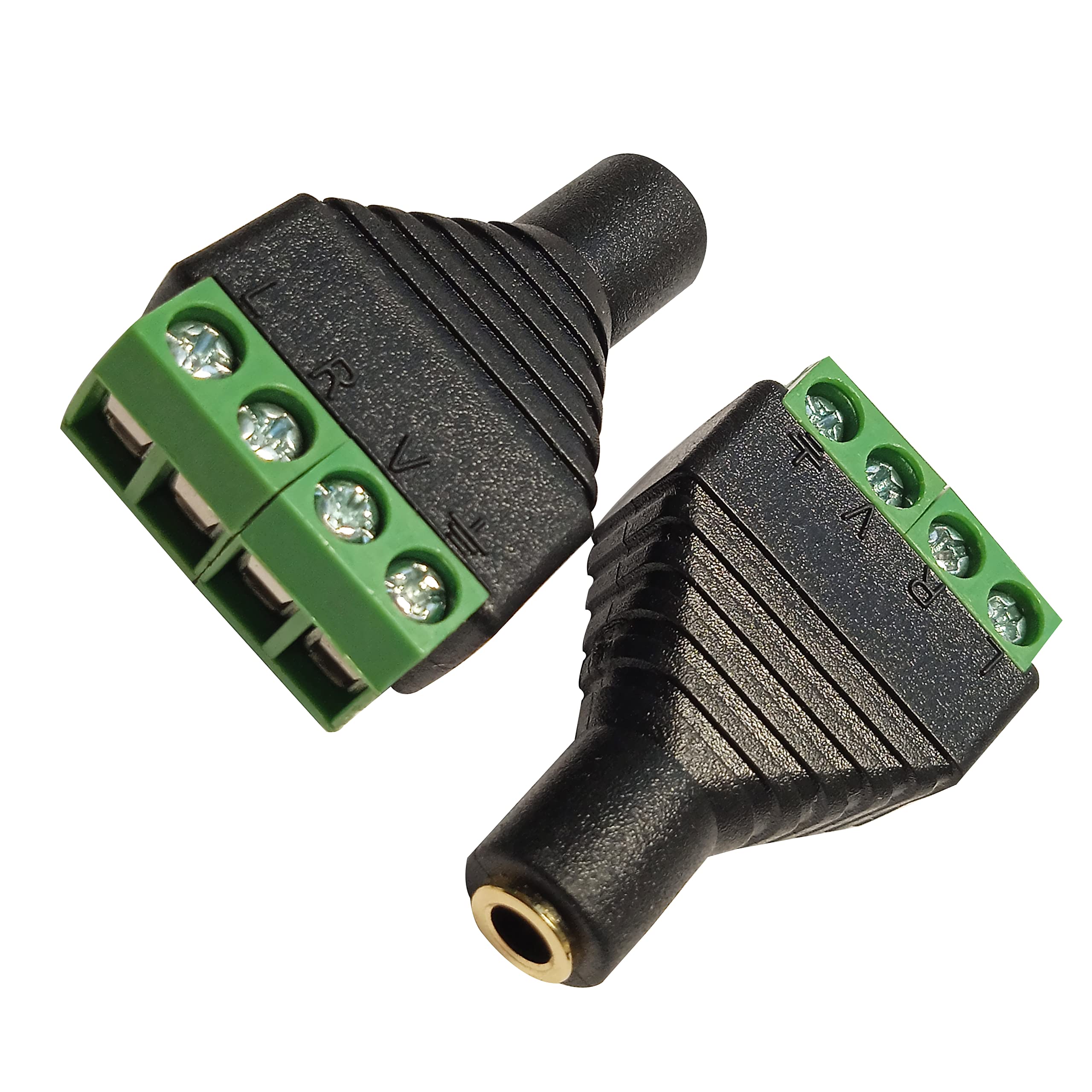 SHANFEILU 3.5mm 1/8" 4 Pole Female Jack TRRS Stereo Audio Video to 4 Screw Solderless Terminal Female Headphone Replacement AUX Balun Converter Adapter 2-Pack
