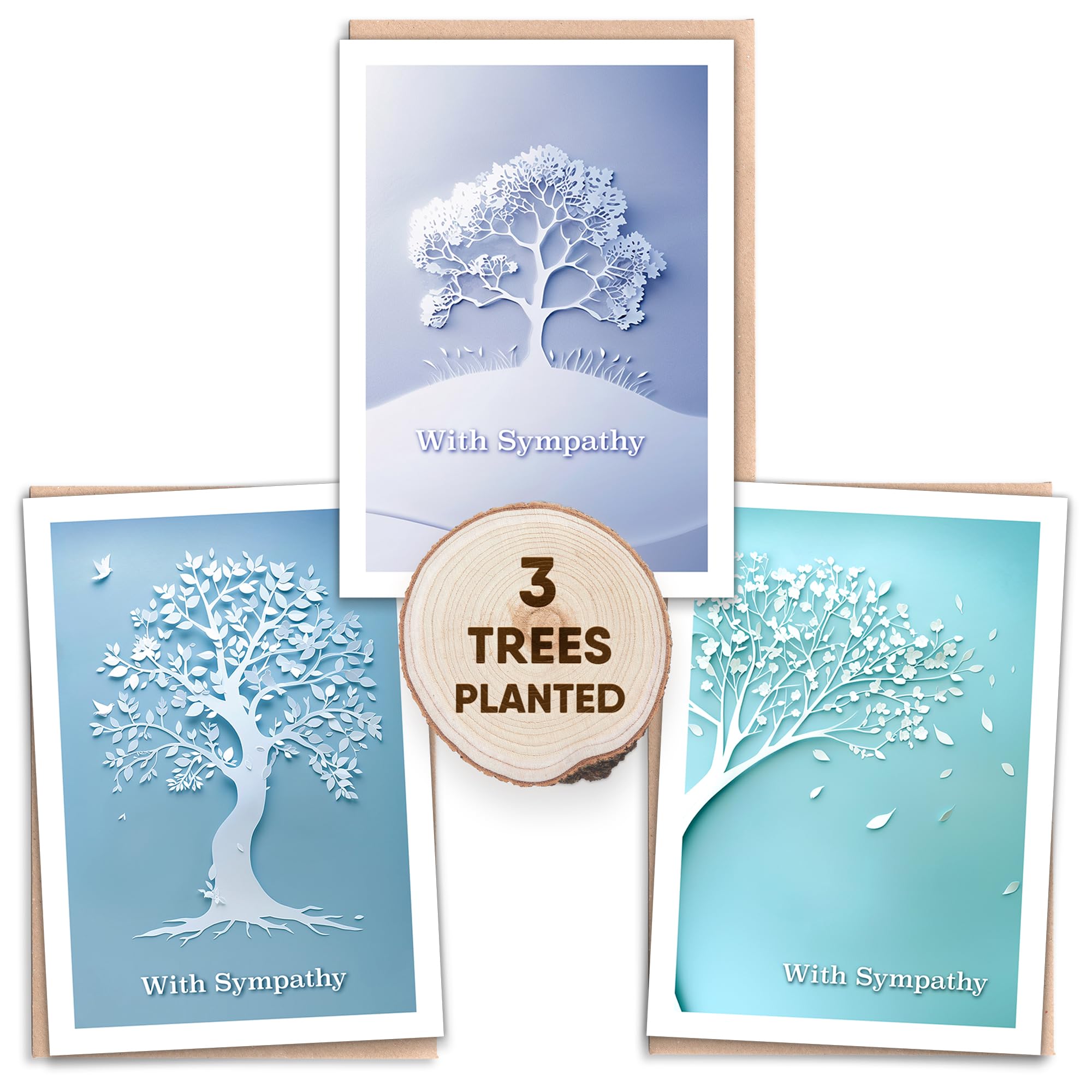 Sympathy Cards Multipack - Recycled Condolence Cards uk with Tree Planting Bereavement Gifts for Men, Women, Gender Neutral - Eco Sympathy Cards Pack with Plantable Flower Seed Tokens Inside