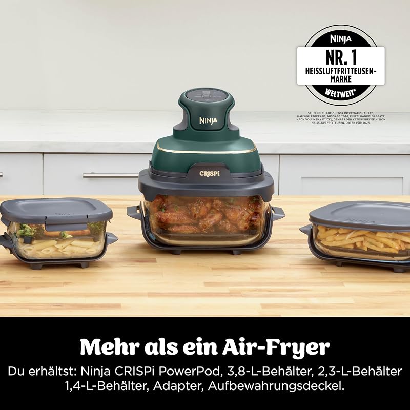 CRISPi tragbare Heißluftfritteuse, 3,8 l & 1,4 l, Grün — Foto 2 von 8
