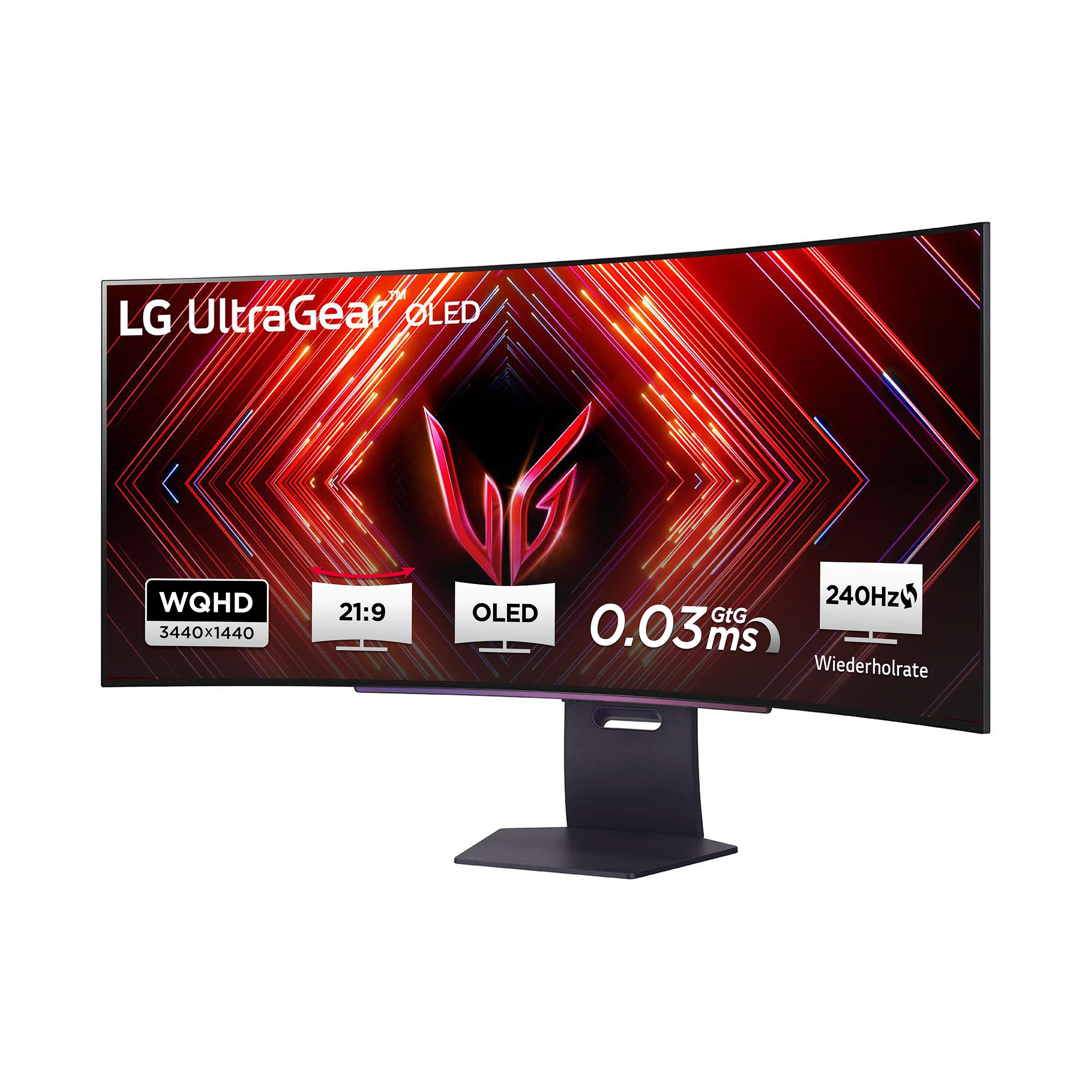 LG Ultragear™ 45GS95QX-B.AEU (45 Zoll) 21:9 Curved 800R WQHD OLED Gaming-Monitor, 240Hz, AMD FreeSync™ Premium Pro, DisplayHDR™ True Black 400, 2X HDMI 2.1, Grau