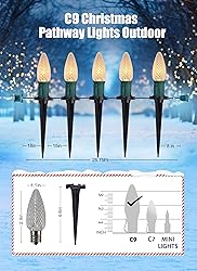 C9 Christmas String Lights Outdoor - 20 LED Pathway