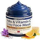 Argaviva Nila & Vitamin C Brightening Facial Mask | Pore Refining Clay Mask for Face with Honey & White Clay | Face Masks Skincare to Even Tone & Restore Glow 3.5 oz/100 g