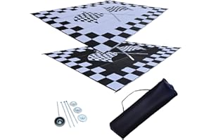 EZ TRAVEL MATS RV Patio Mat Awning Mat Outdoor Leisure Mat 9x12 Finish Line Flags Complete Kit