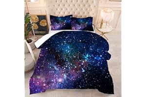 kxry Blue Purple 3D Galaxy Comforter Set Full Size Outer Space Starry Sky Universe Bedding Sets for Girls Teens Kids 1 Comforter + 2 Pillow Cases