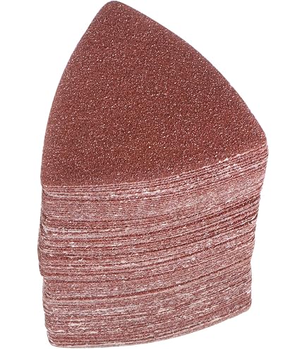 HARFINGTON 100pcs Triangular Hook & Loop Sandpapers 120 Grits 3-1/8 Aluminum Oxide Sanding Pads Random Orbital Mouse Detail Sander Papers Oscillating Multi Tool Sheets